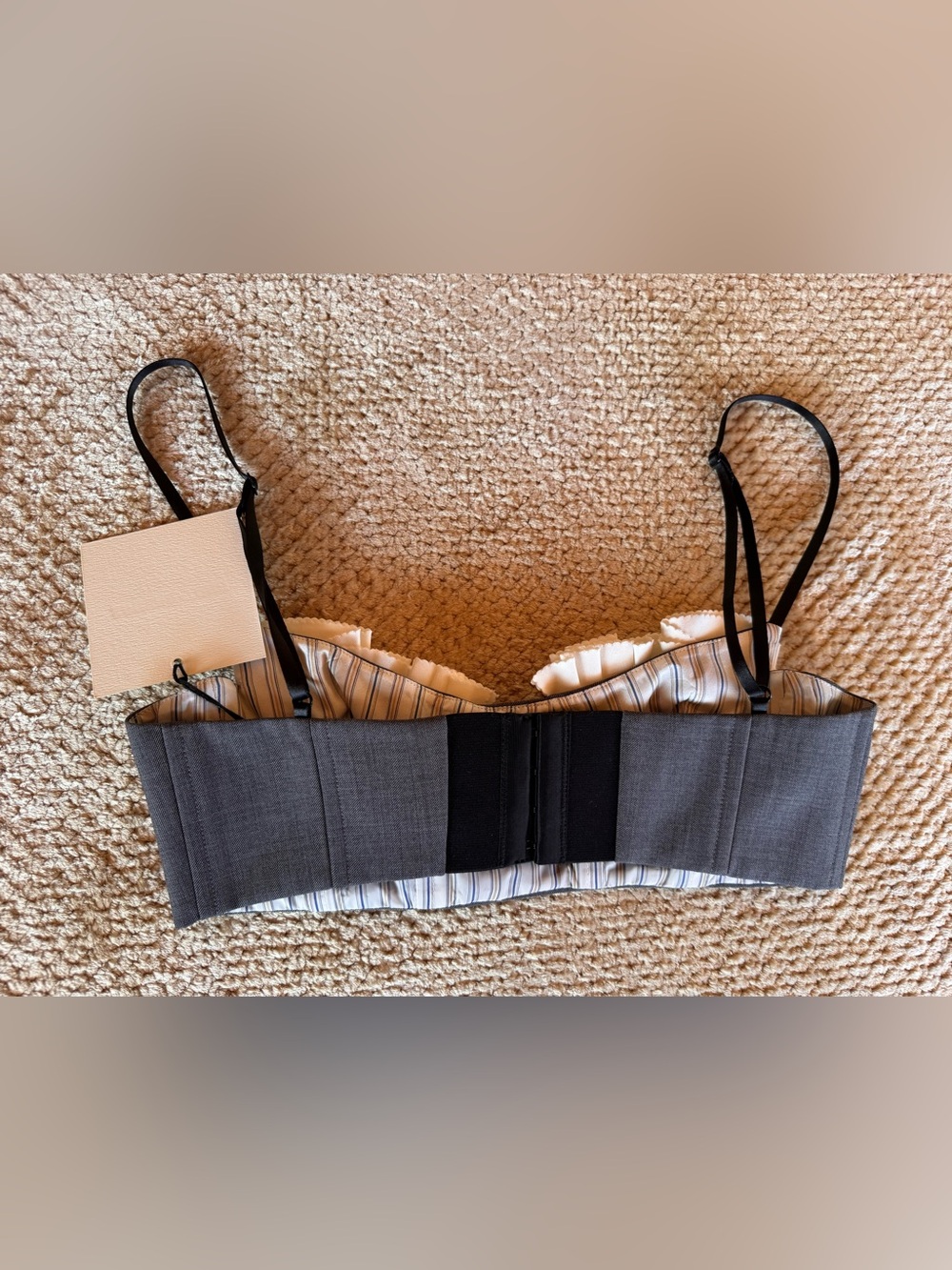 Shushu/Tong Grey Irregular Pleated Skirt & Spaghetti Strap Bralette Top - Picture 8 of 16